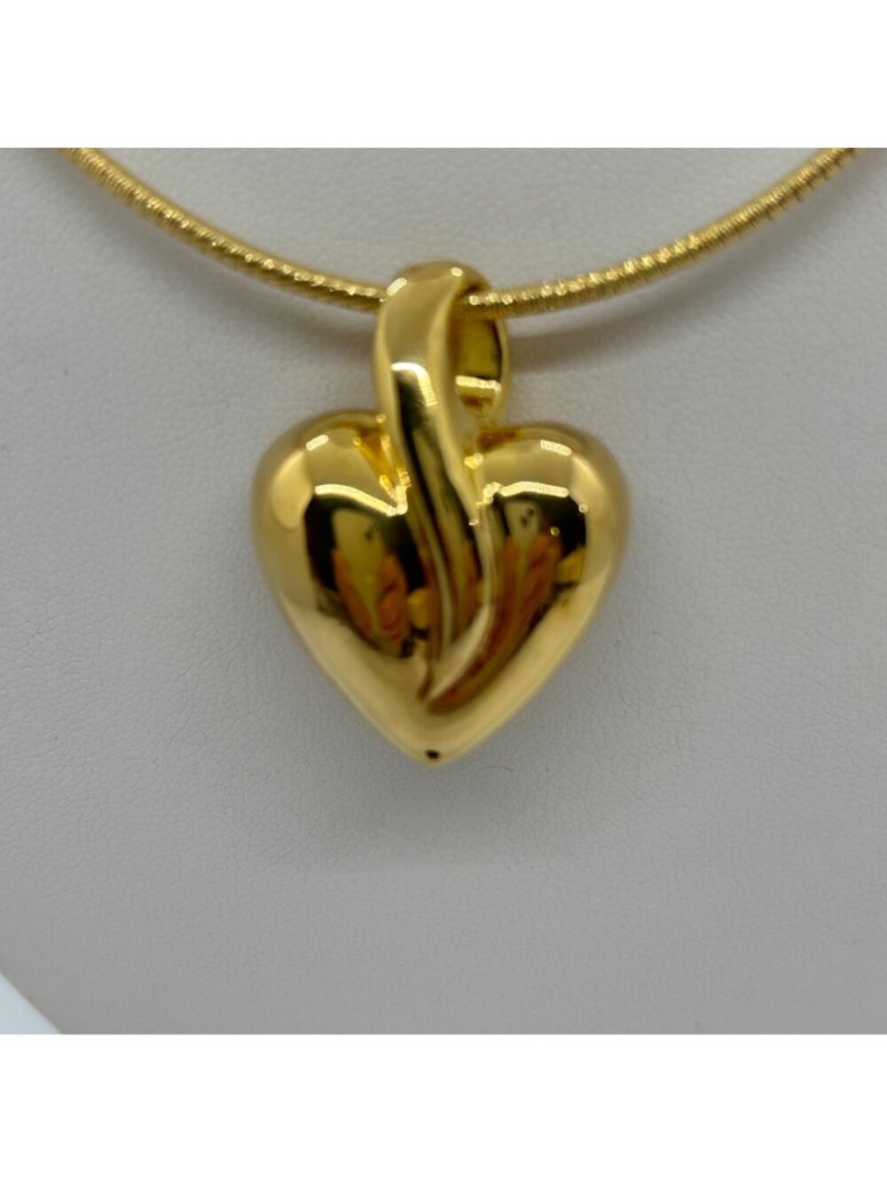 18K Gold Vermeil Sterling Silver Necklace Heart Omega Veronese Reversible 19.69g - Picture 8 of 16